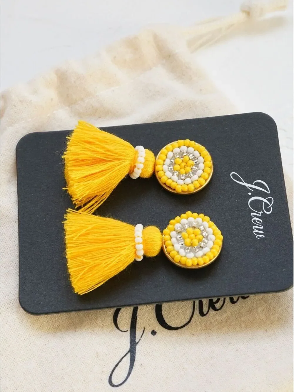 J.Crew Beaded Tassel Stud Earrings